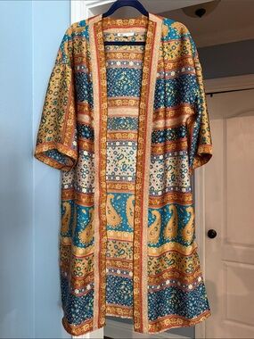 DR2 Teal & Gold Paisley Patchwork Kimono